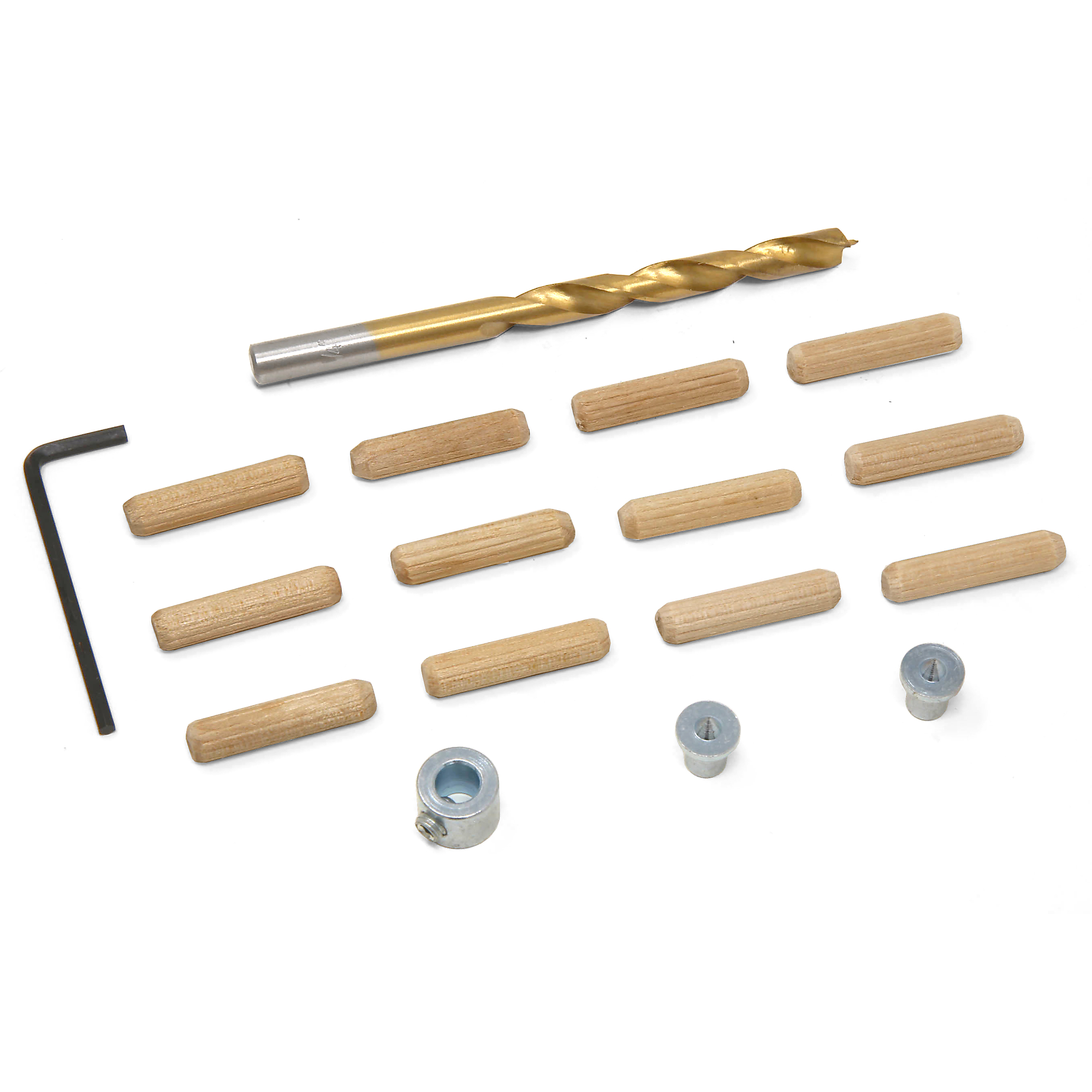 WEN Wooden Doweling Kit - 1/4in., Titanium-Nitride-Coated Drill Bit, Fluted Birch Dowels, Model# JN014D